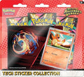 Pokémon trading card game packaging with a Charmander card on a red background